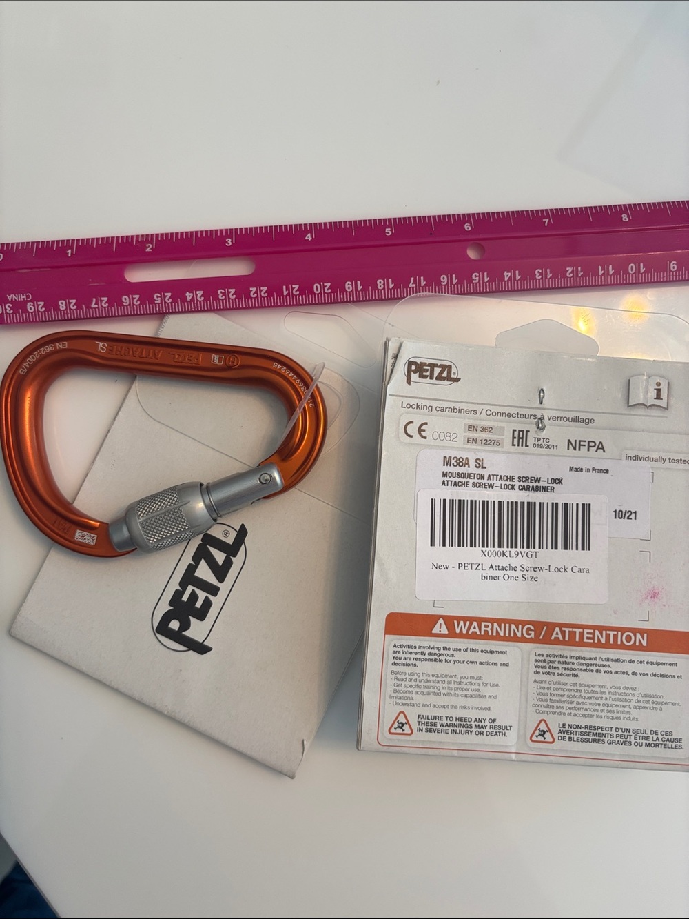 Petzl M38A SL Orange Screw-Lock Attache Carabiner (2) Available for bundle